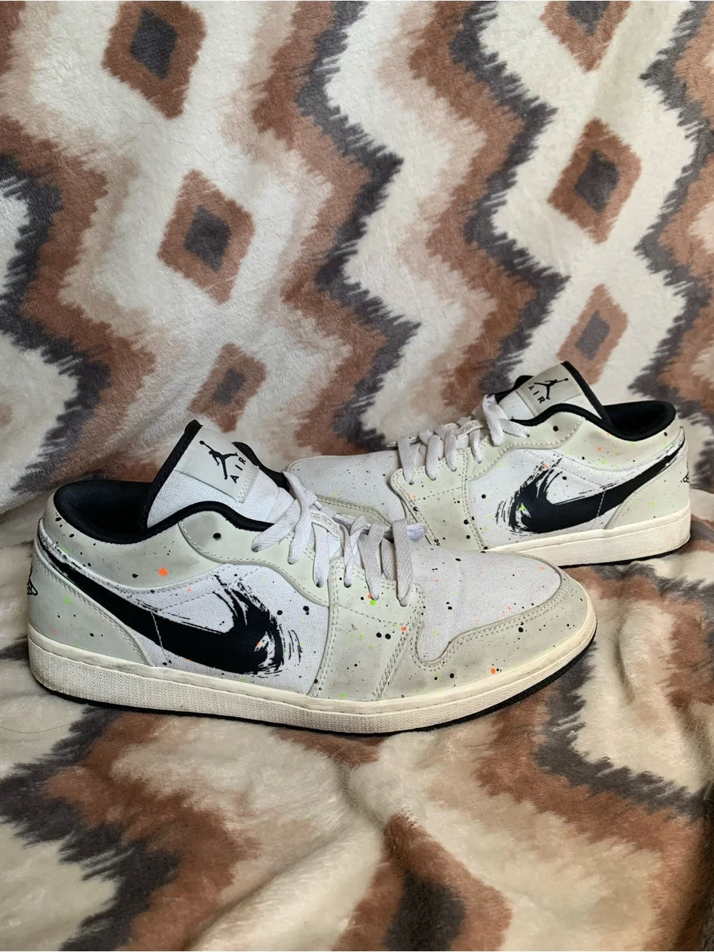 Air Jordan 1 Low Brushstroke Swoosh - Paint Splatter DM3528 100 Size 12
